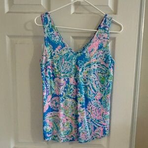 Lilly Pulitzer Blue and Pink Paisley Tank Top